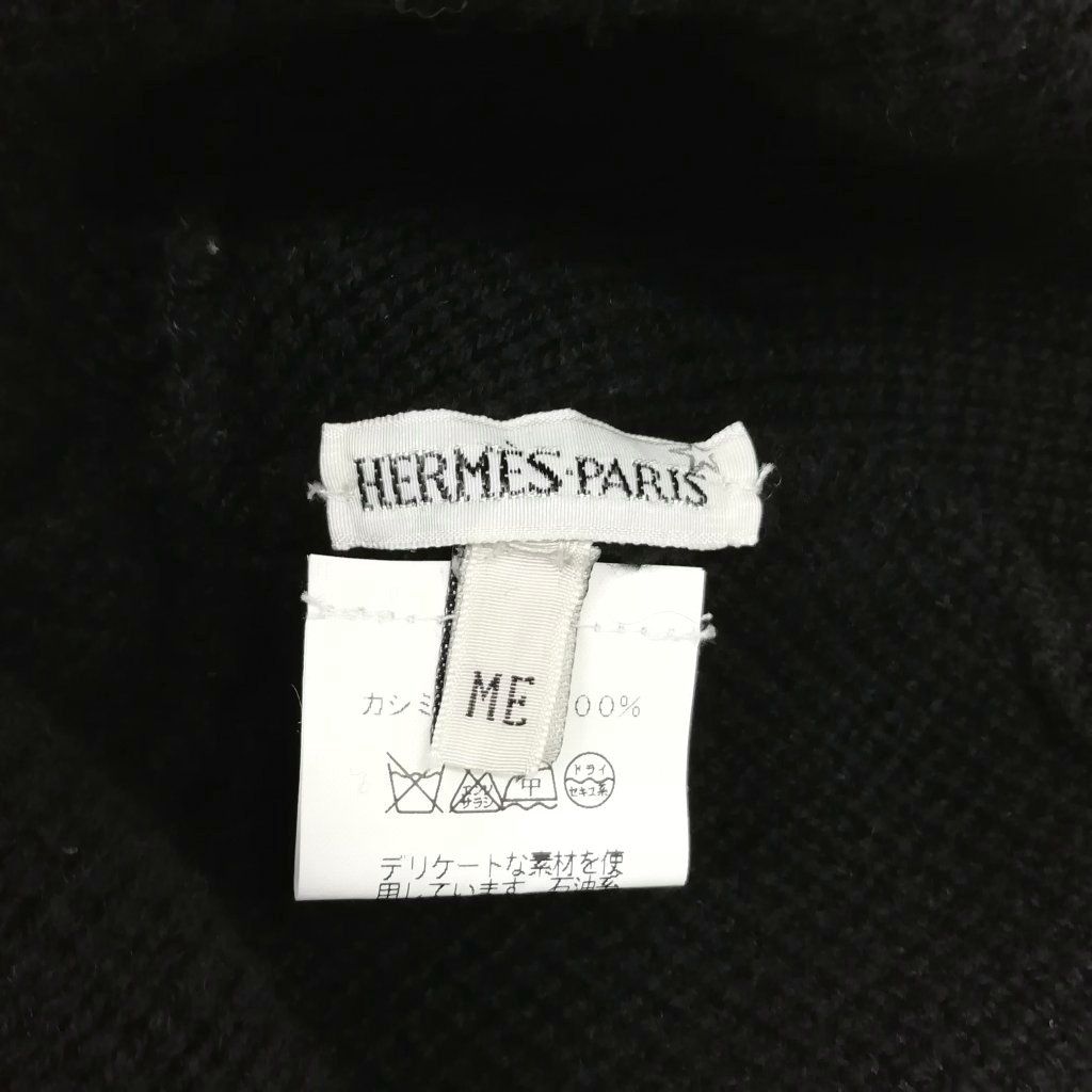 Hermes Martin Margiela Era Cashmere Logo Knit Cap Hat ME Black