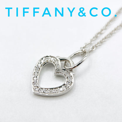 Tiffany & Co Sentimental Heart Diamond White Gold Necklace 43 cm