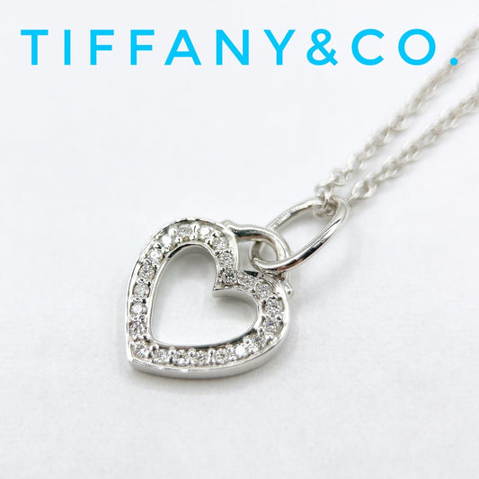 Tiffany & Co Sentimental Heart Diamond White Gold Necklace 43 cm