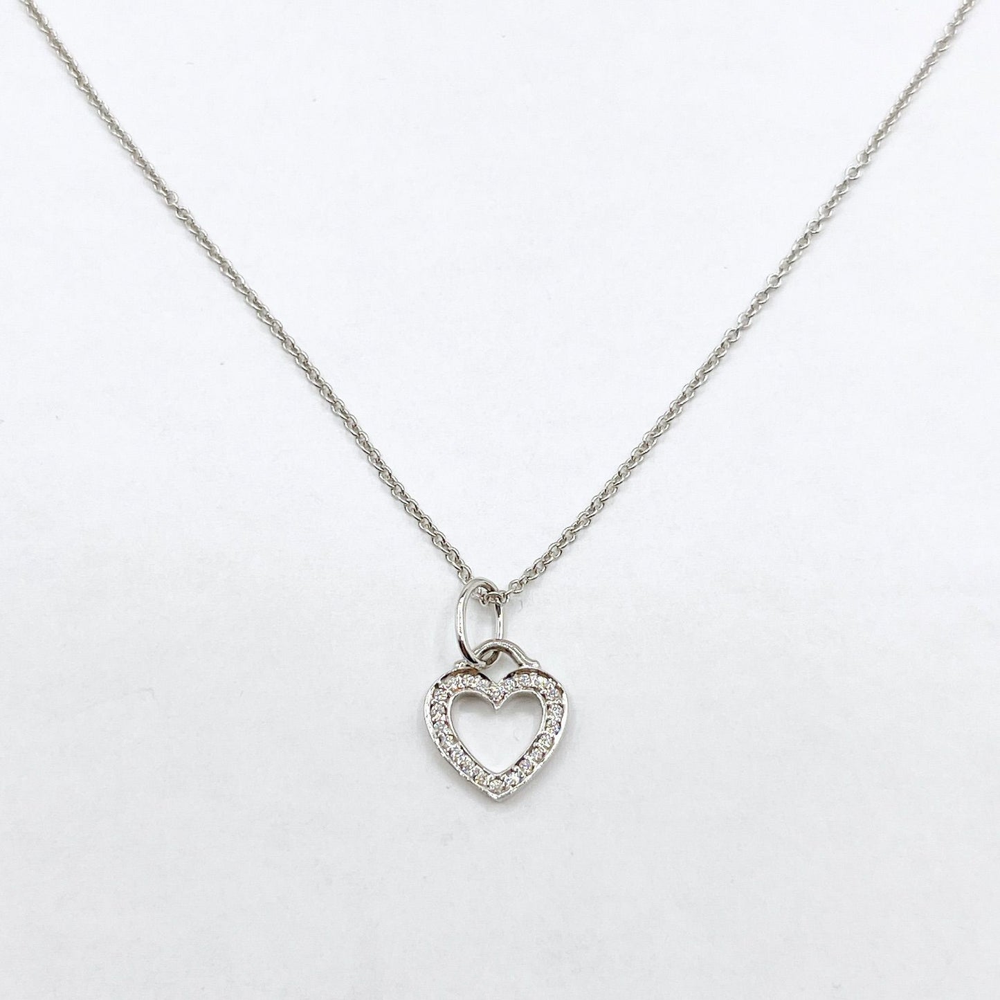 Tiffany & Co Sentimental Heart Diamond White Gold Necklace 43 cm — view 7