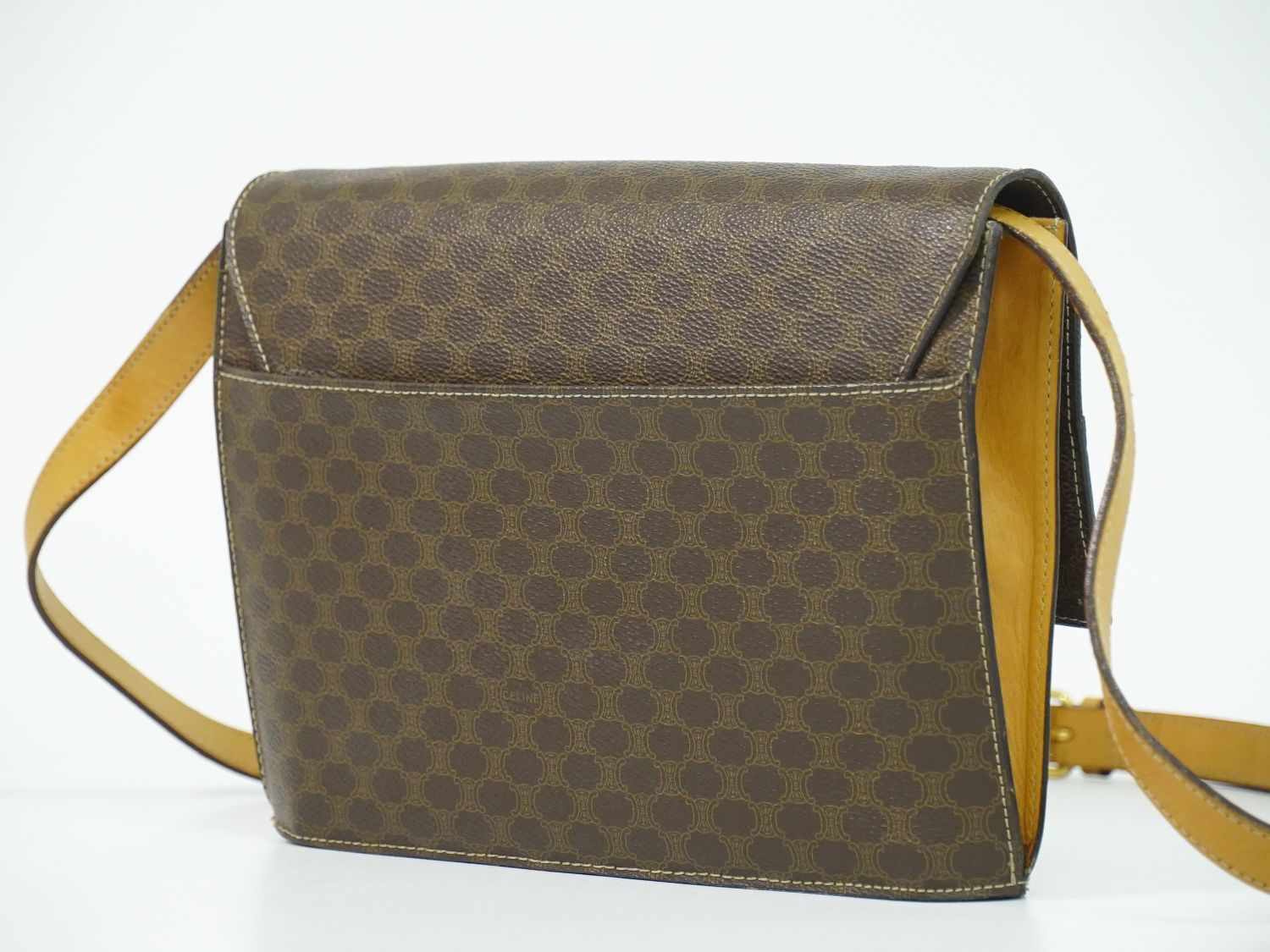 Celine Macadam Medal Motif Shoulder Bag Pochette Brown