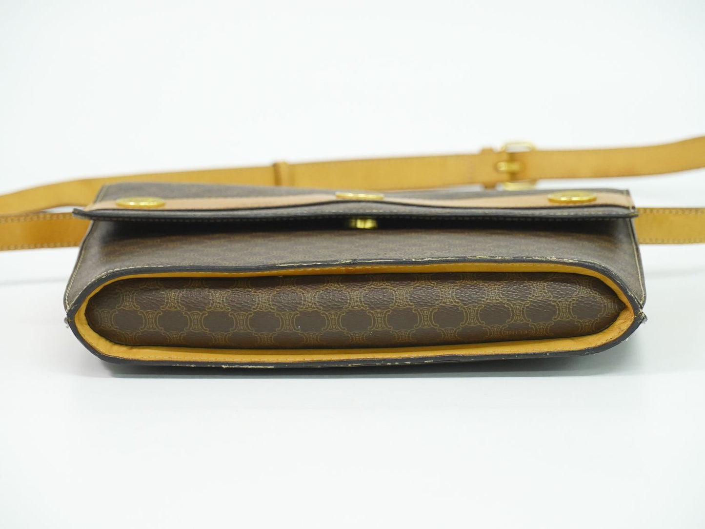Celine Macadam Medal Motif Shoulder Bag Pochette Brown