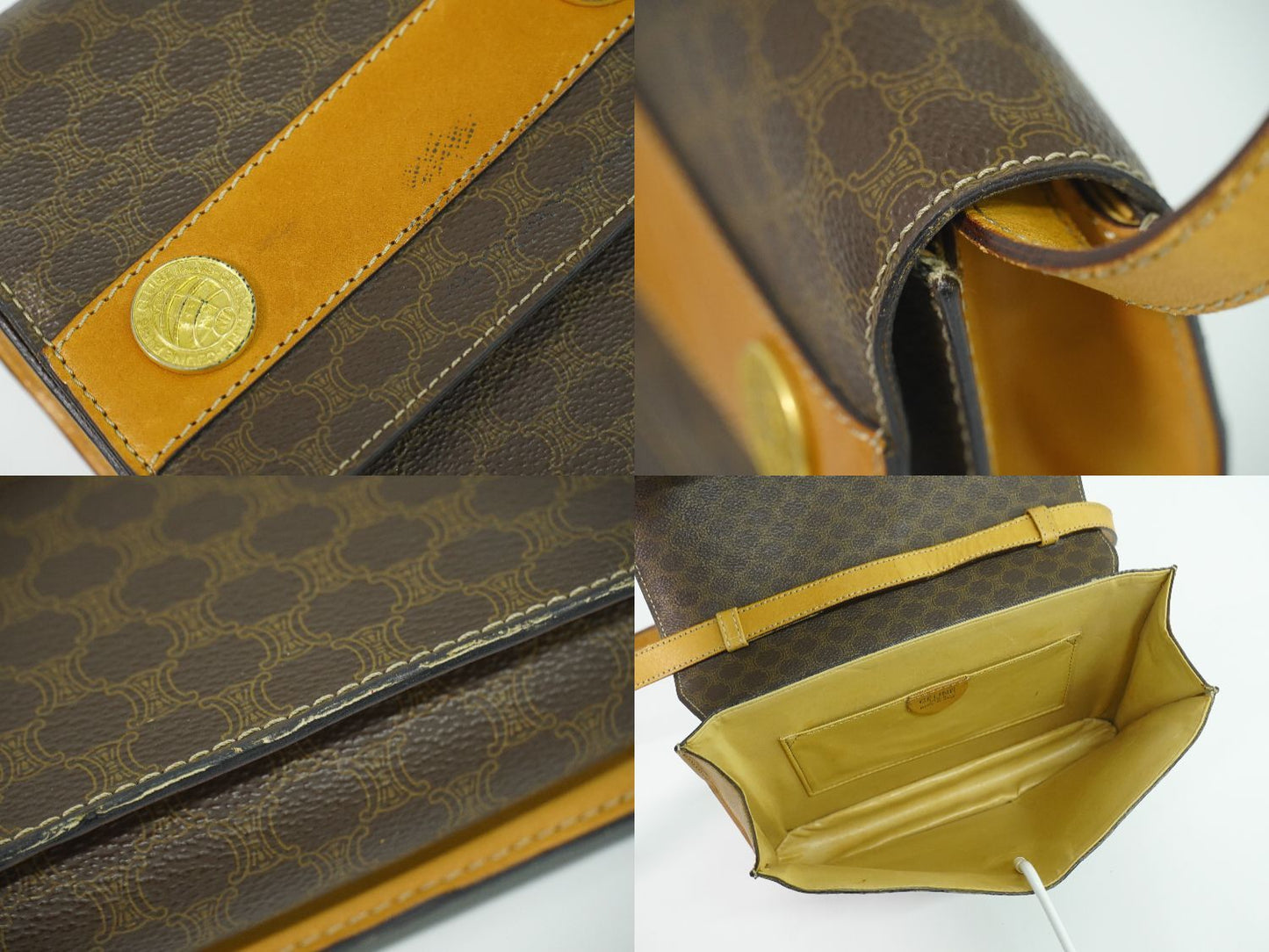 Celine Macadam Medal Motif Shoulder Bag Pochette Brown
