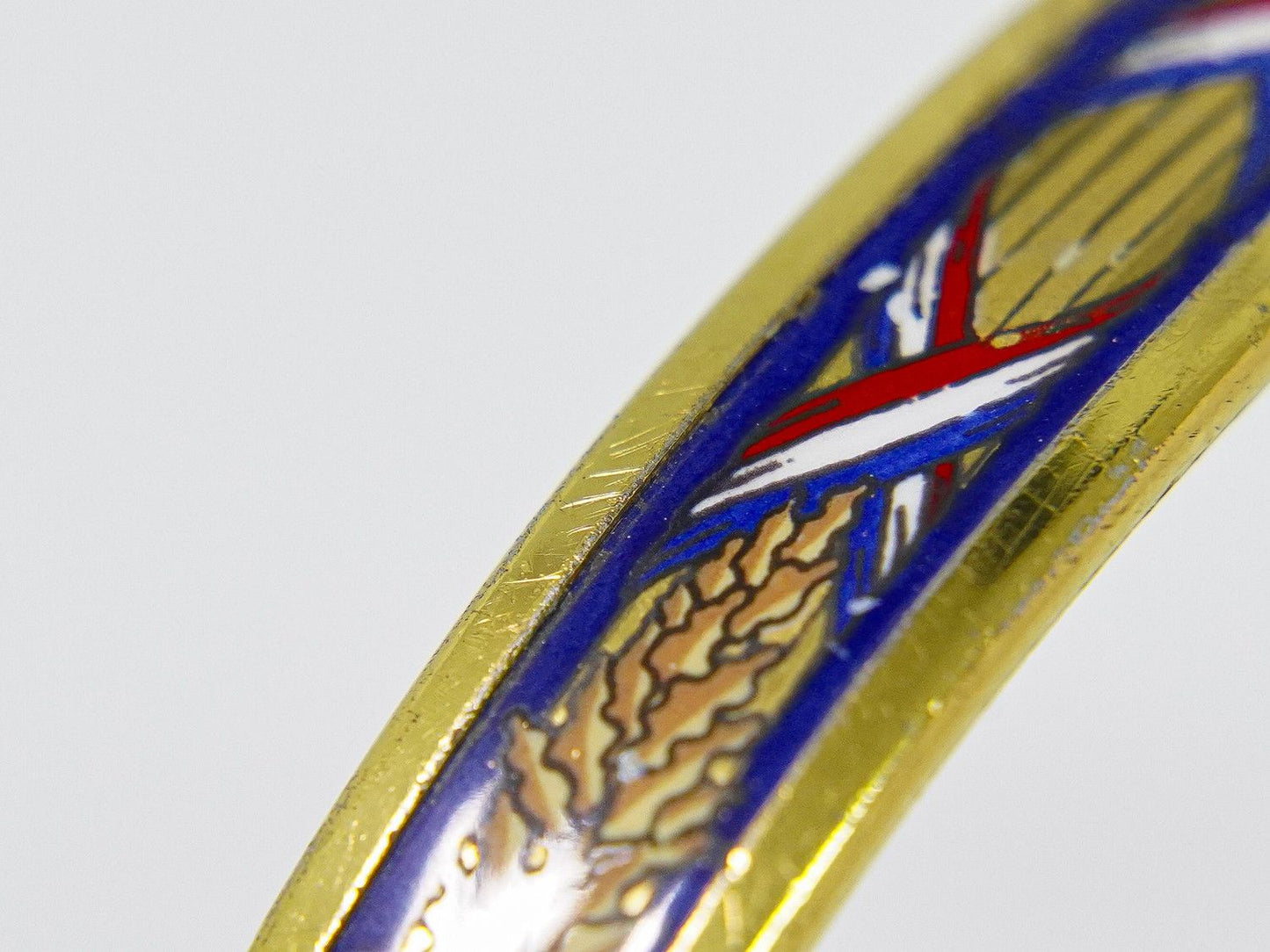 Hermes Enamel PM Bangle Bracelet Cloisonne Gold Plated Multicolor Email