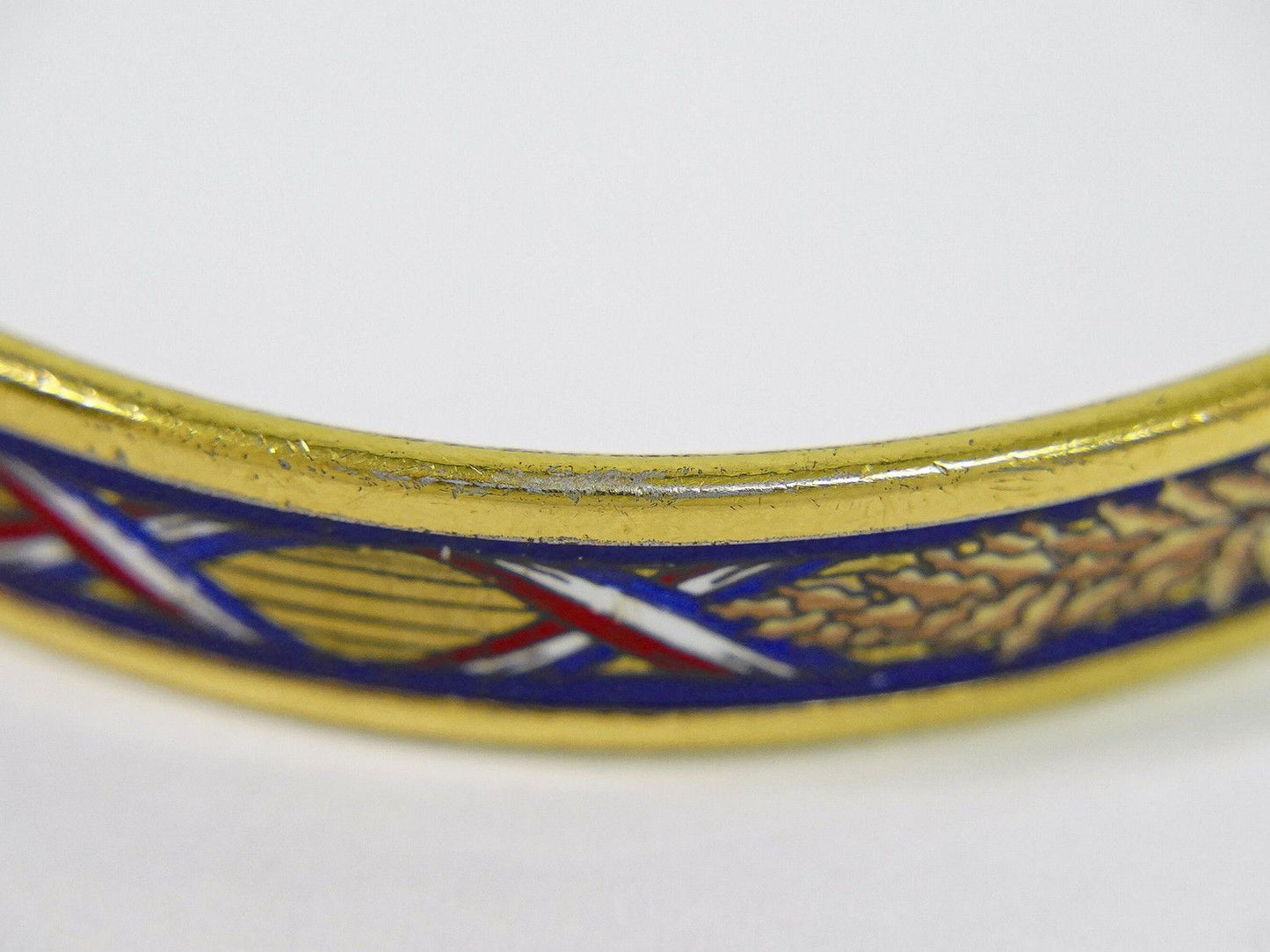 Hermes Enamel PM Bangle Bracelet Cloisonne Gold Plated Multicolor Email