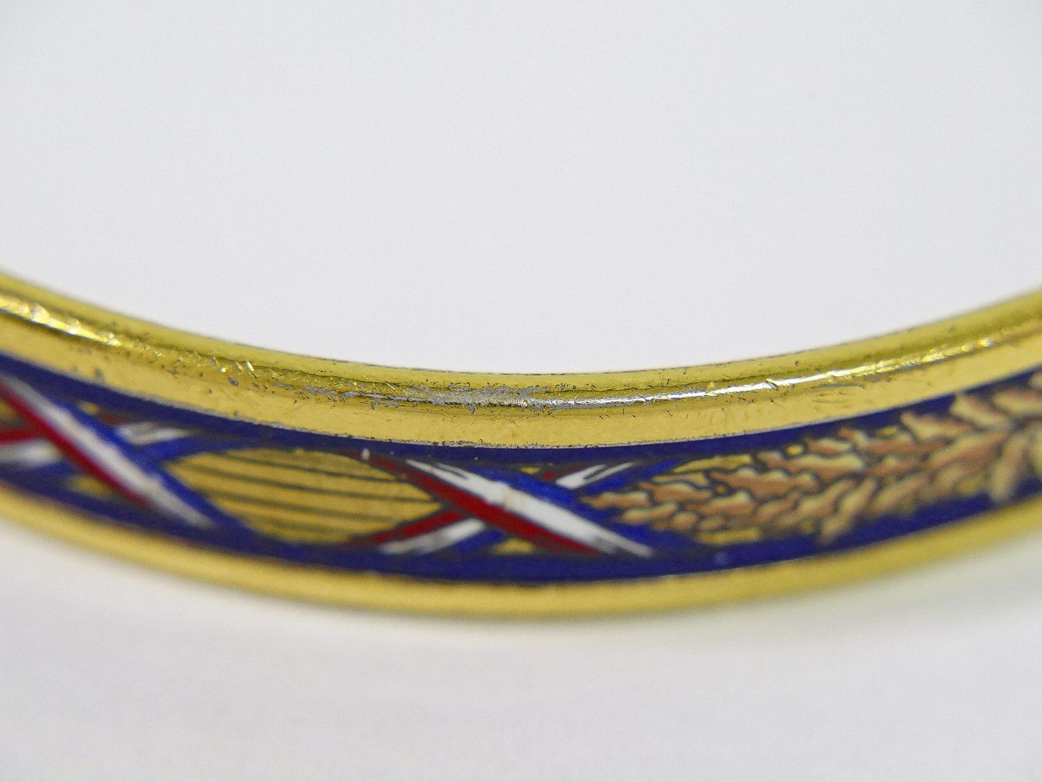 Hermes Enamel PM Bangle Bracelet Cloisonne Gold Plated Multicolor Email