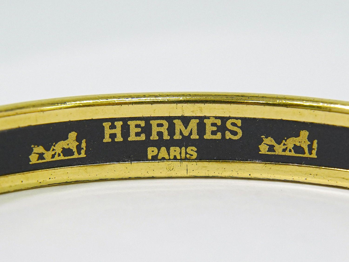 Hermes Enamel PM Bangle Bracelet Cloisonne Gold Plated Multicolor Email