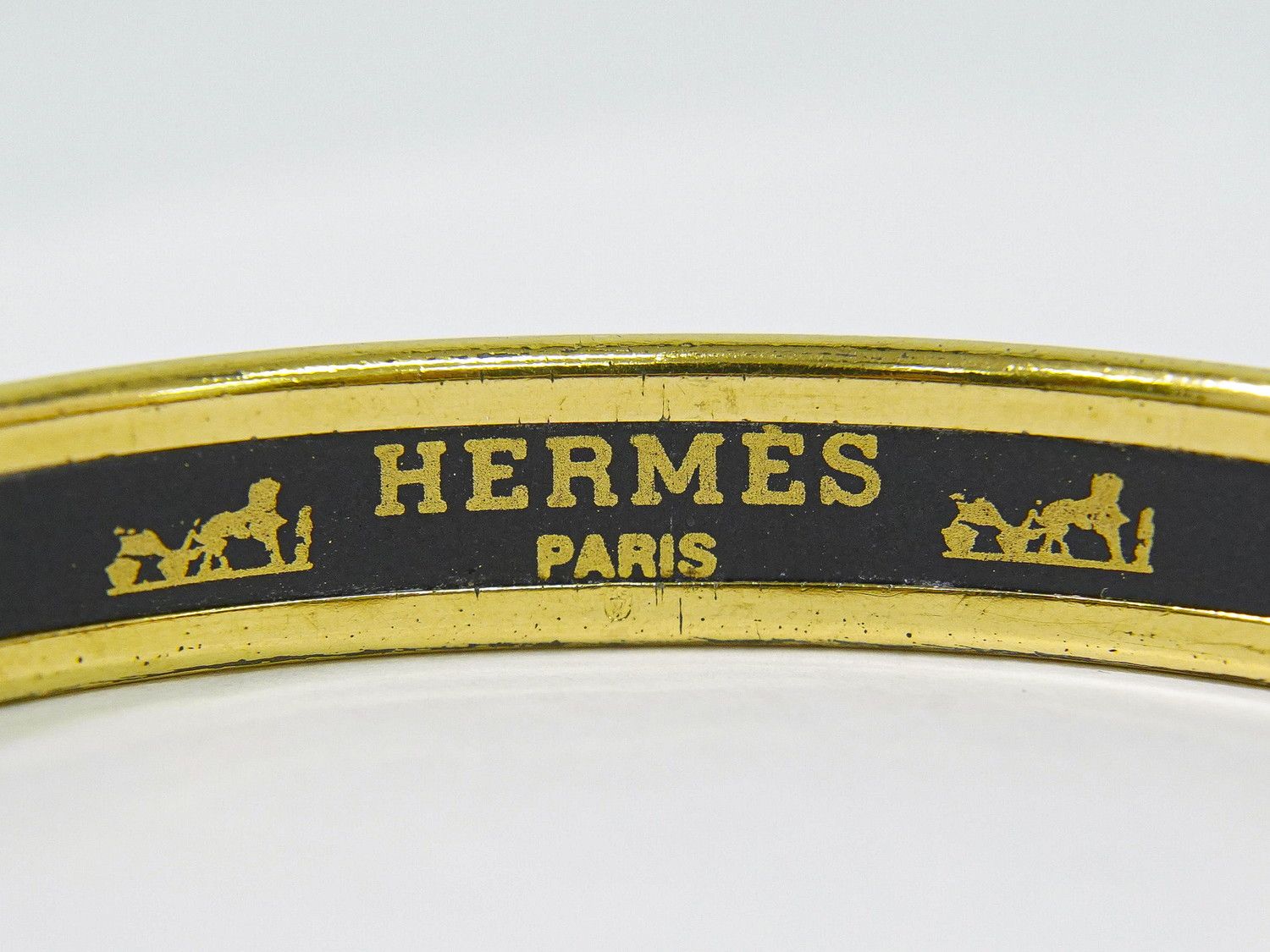 Hermes Enamel PM Bangle Bracelet Cloisonne Gold Plated Multicolor Email