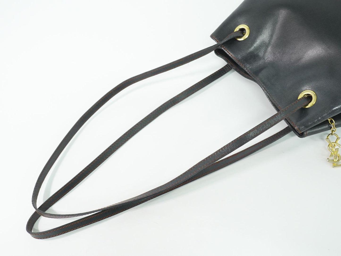 Saint Laurent Yves YSL Leather Shoulder Bag Black