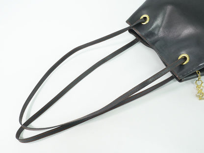 Saint Laurent Yves YSL Leather Shoulder Bag Black
