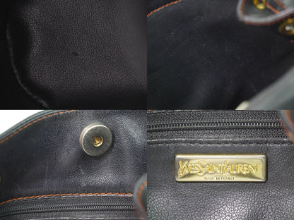 Saint Laurent Yves YSL Leather Shoulder Bag Black