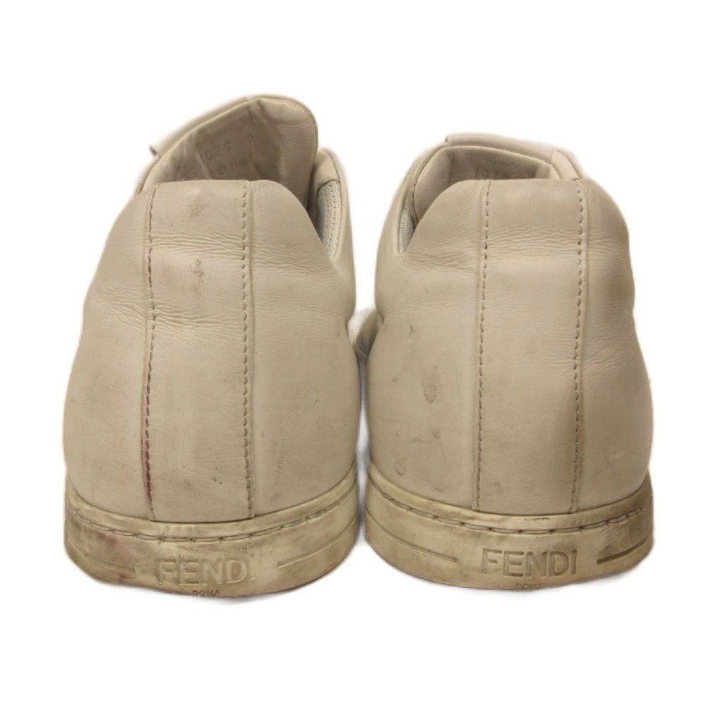Fendi Monster Star Patch Low Cut Sneakers Shoes Leather 9 White