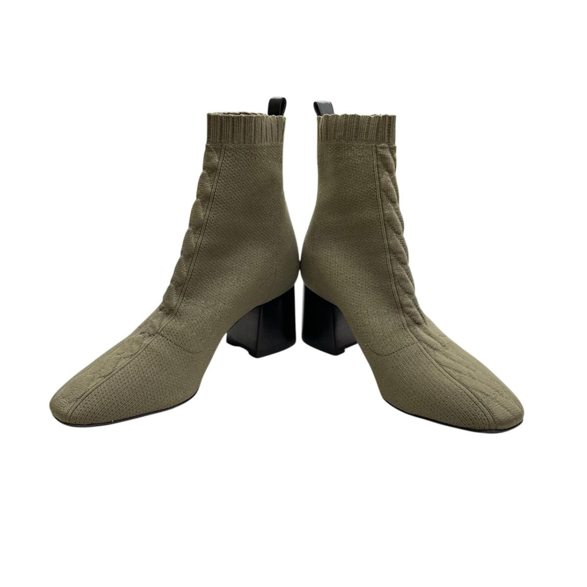 Hermes Voltige Short Boots 36 Knit Khaki