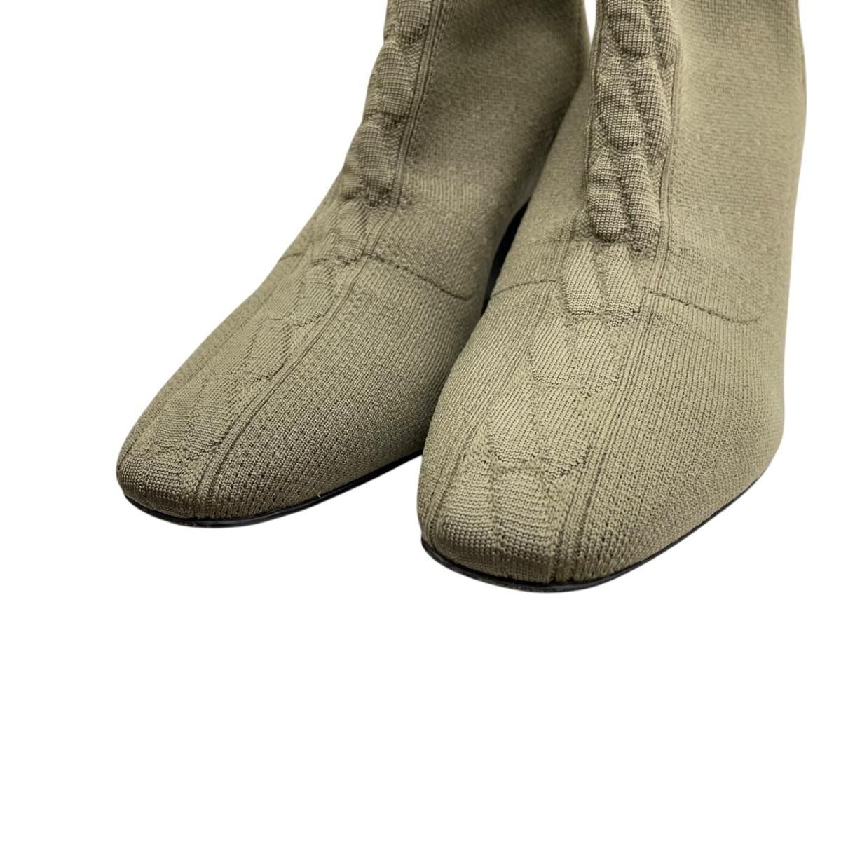Hermes Voltige Short Boots 36 Knit Khaki