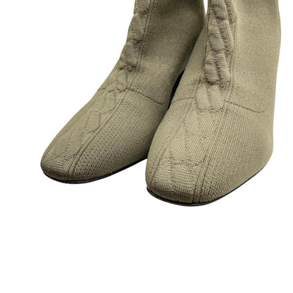 Hermes Voltige Short Boots 36 Knit Khaki