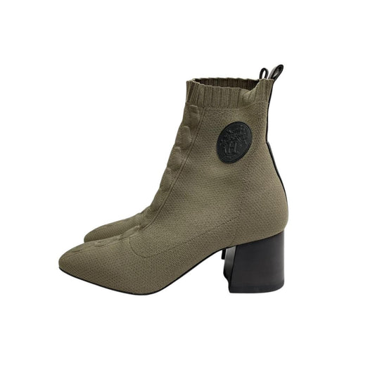 Hermes Voltige Short Boots 36 Knit Khaki