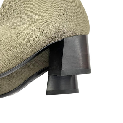 Hermes Voltige Short Boots 36 Knit Khaki