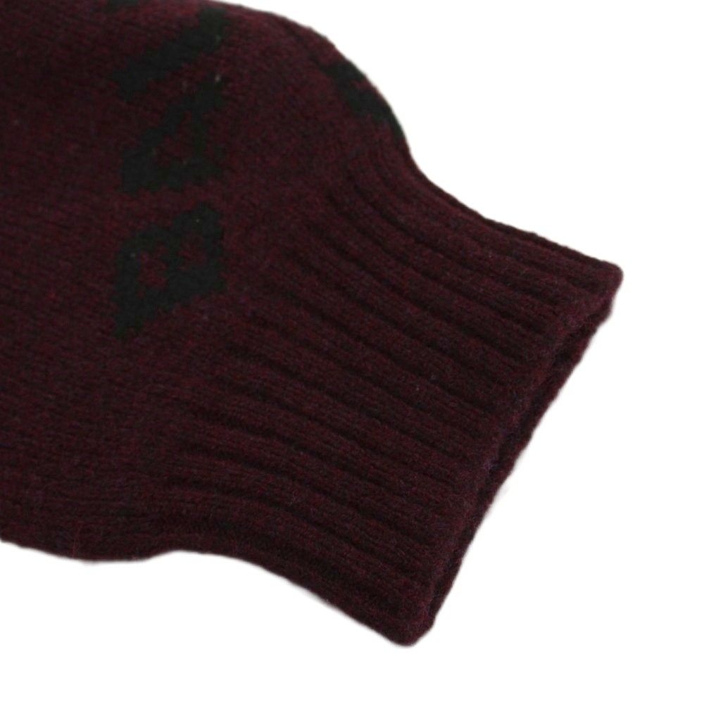 Balenciaga All Over Logo Crew Neck Knit Sweater S Burgundy Pattern GG