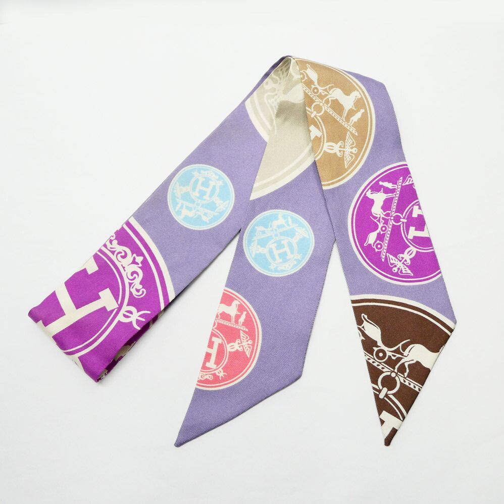Hermes Twilly Ex Libris Confetti Ex les Confettis Purple Scarf