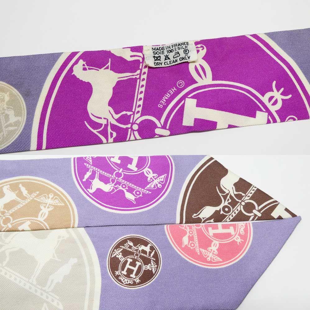 Hermes Twilly Ex Libris Confetti Ex les Confettis Purple Scarf