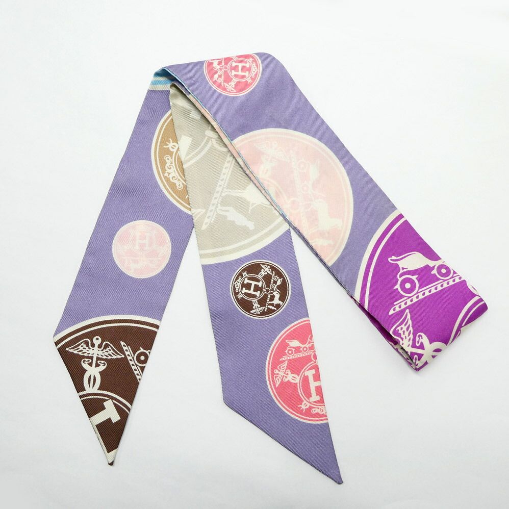 Hermes Twilly Ex Libris Confetti Ex les Confettis Purple Scarf