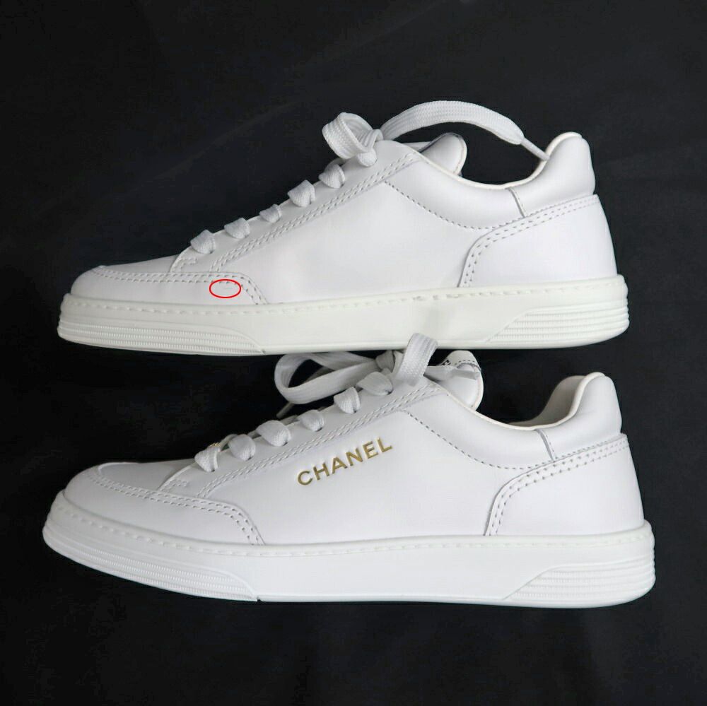 Chanel Sneakers 37 White Leather Shoes