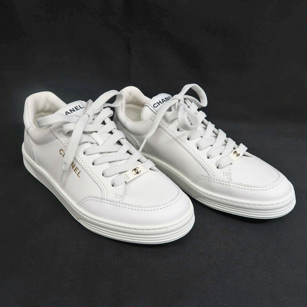 Chanel Sneakers 37 White Leather Shoes