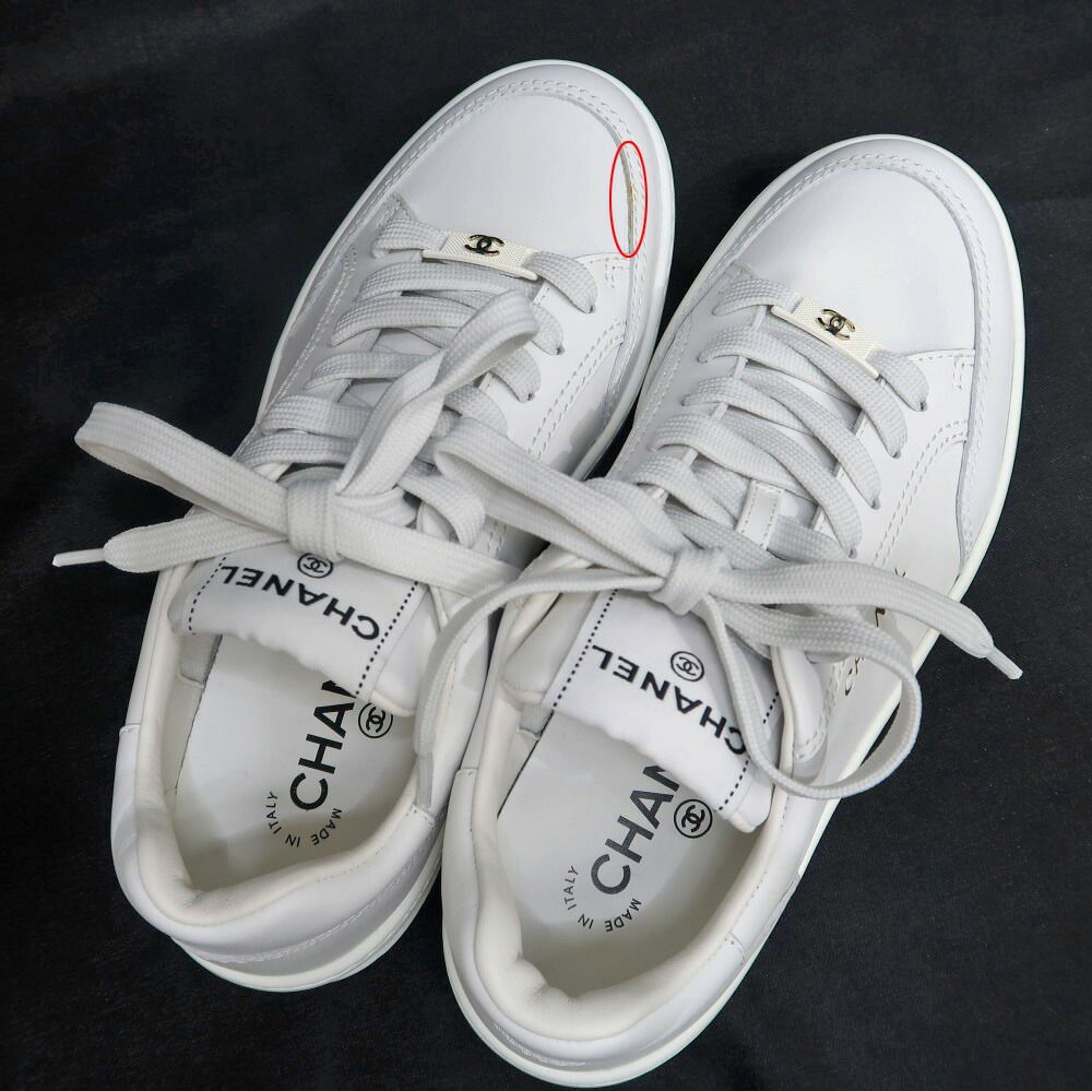 Chanel Sneakers 37 White Leather Shoes