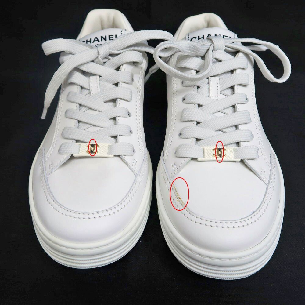 Chanel Sneakers 37 White Leather Shoes