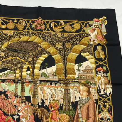 Hermes Carre 90 Silk Scarf Splendeur Des Maharajas Black