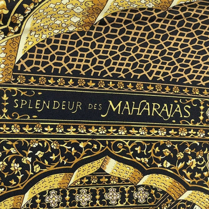 Hermes Carre 90 Silk Scarf Splendeur Des Maharajas Black