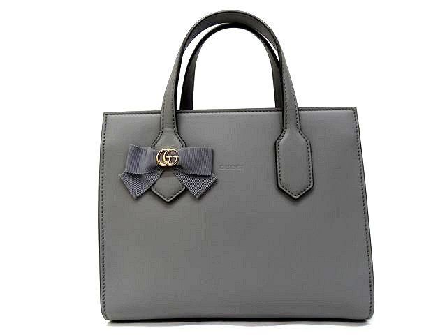 Gucci 2-Way Shoulder Bag GG Ribbon Leather Gray