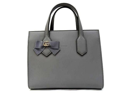 Gucci 2-Way Shoulder Bag GG Ribbon Leather Gray
