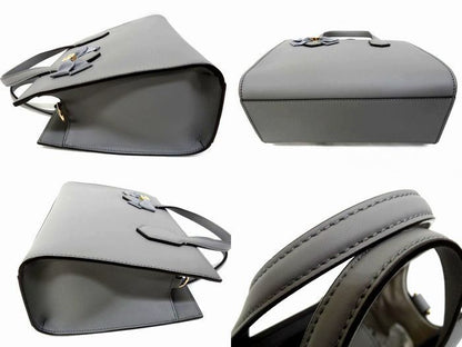 Gucci 2-Way Shoulder Bag GG Ribbon Leather Gray