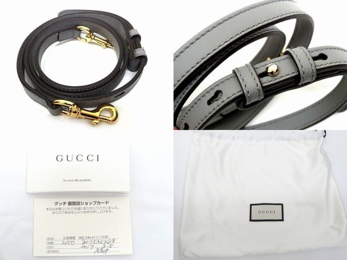 Gucci 2-Way Shoulder Bag GG Ribbon Leather Gray