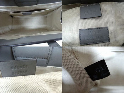 Gucci 2-Way Shoulder Bag GG Ribbon Leather Gray