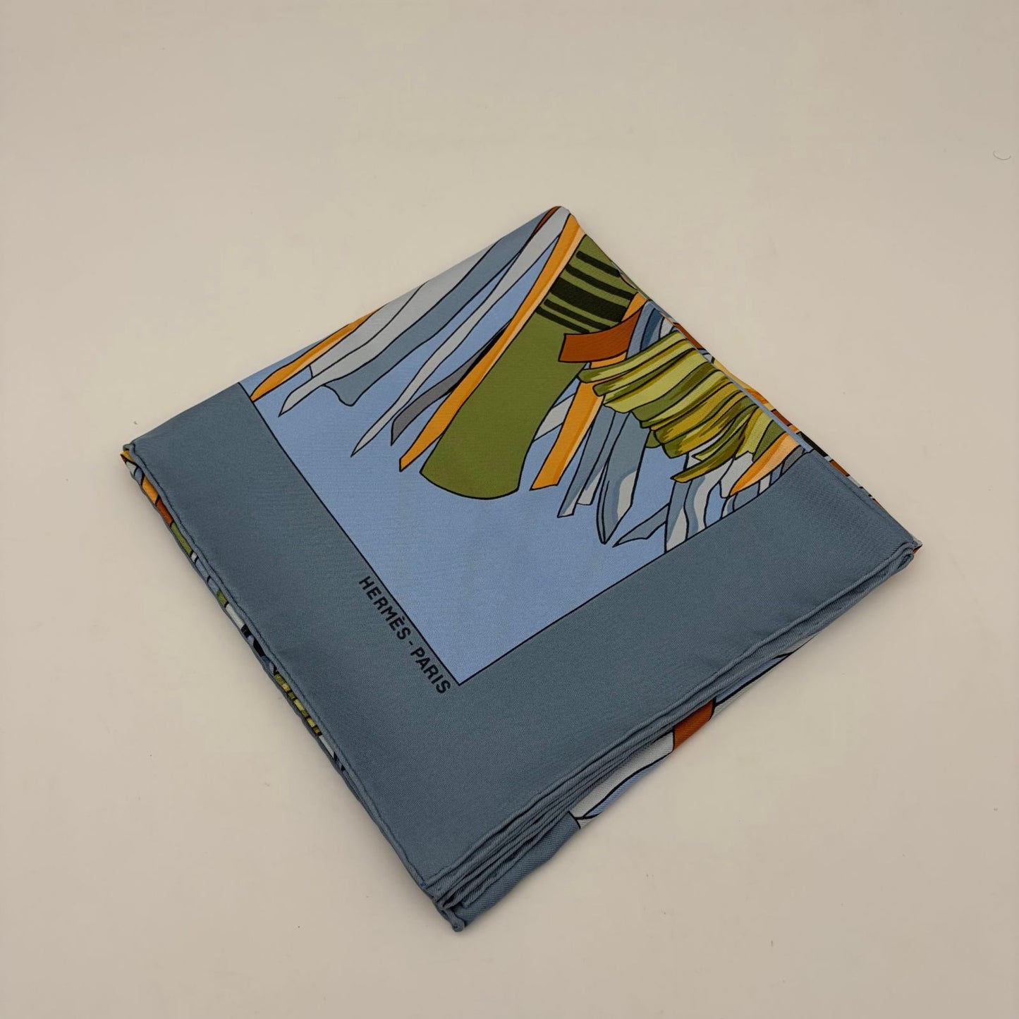 Hermes Carre 90 Blue Desert Leather Ornament Scarf