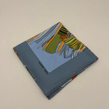 Hermes Carre 90 Blue Desert Leather Ornament Scarf