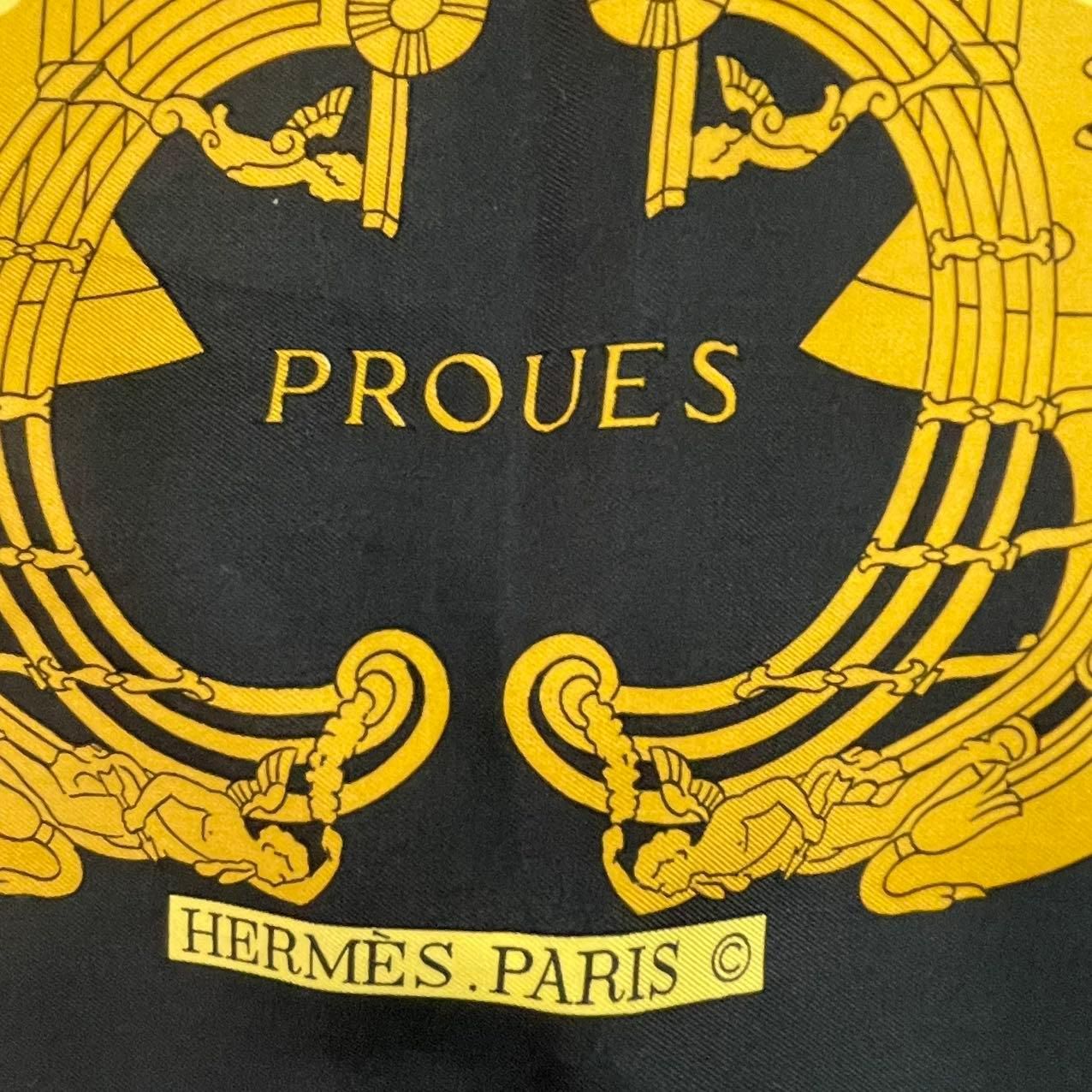 Hermes Scarf Silk Carre 90 Proues Black