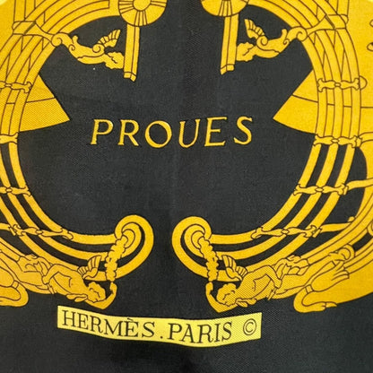 Hermes Scarf Silk Carre 90 Proues Black