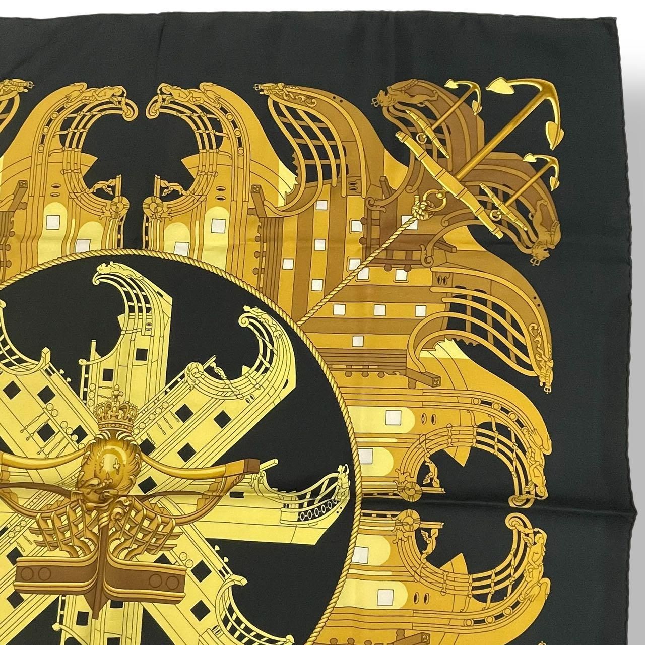 Hermes Scarf Silk Carre 90 Proues Black