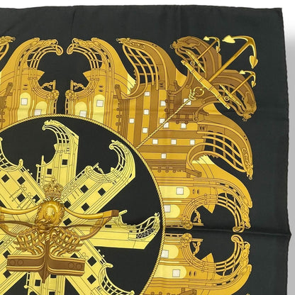 Hermes Scarf Silk Carre 90 Proues Black