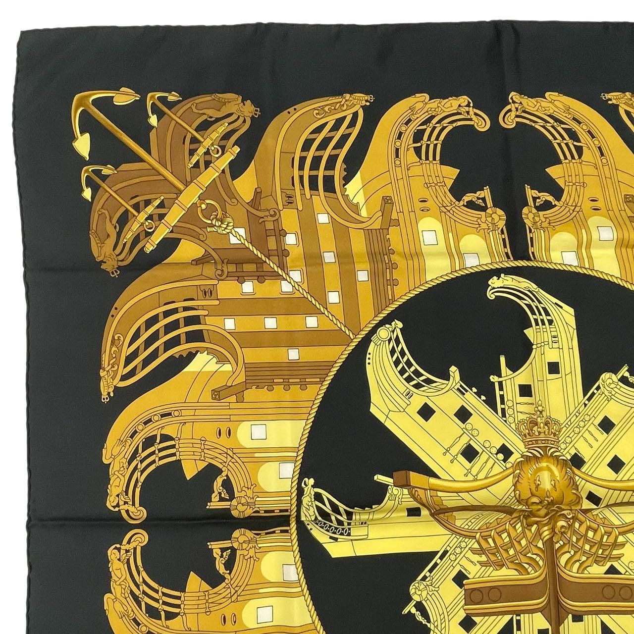 Hermes Scarf Silk Carre 90 Proues Black