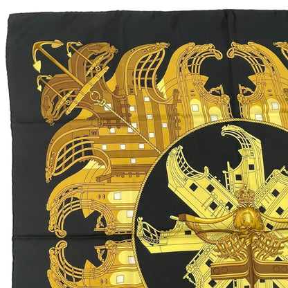 Hermes Scarf Silk Carre 90 Proues Black