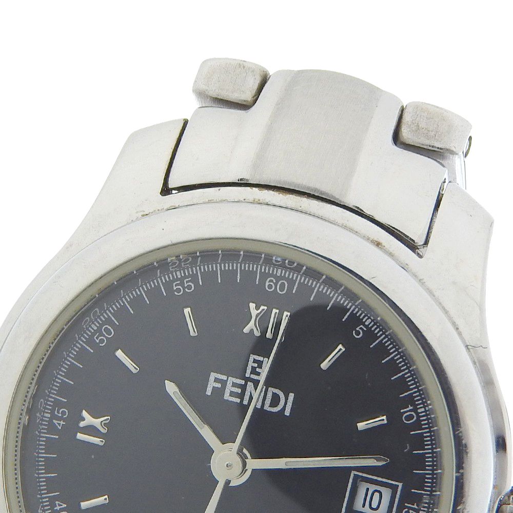 Fendi Orologi Stainless Steel Quartz Analog Display Black Dial Watch