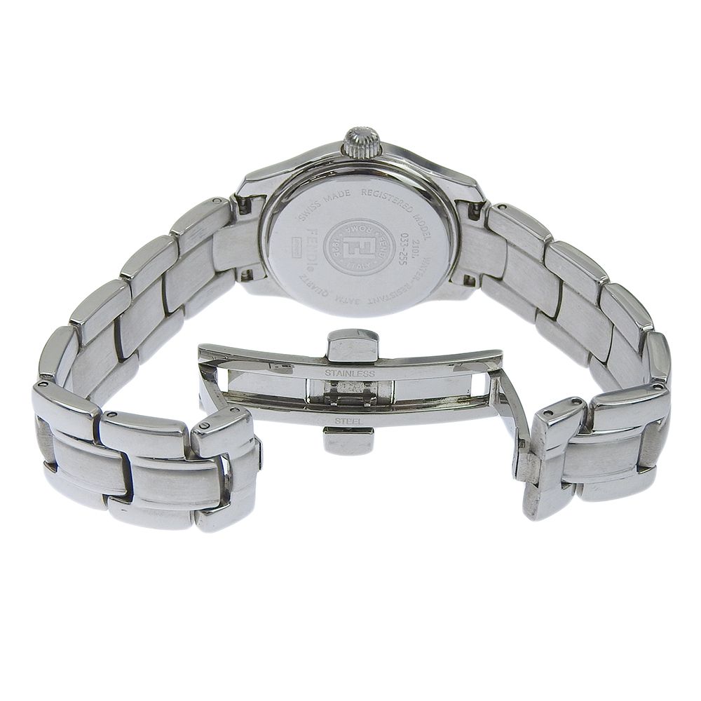 Fendi Orologi Stainless Steel Quartz Analog Display Black Dial Watch