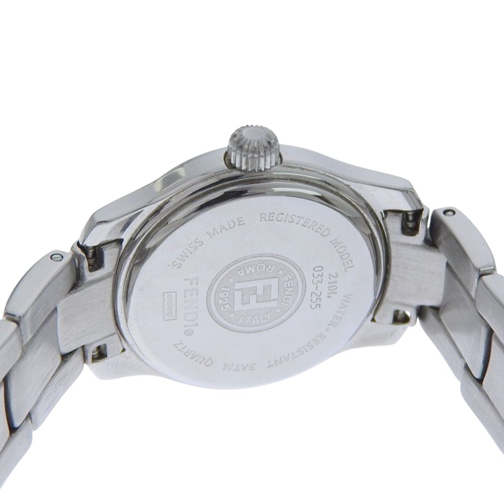 Fendi Orologi Stainless Steel Quartz Analog Display Black Dial Watch