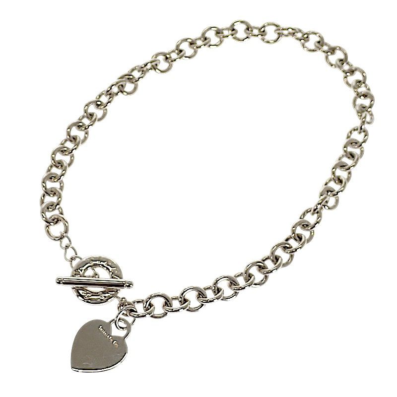 Tiffany & Co Heart Tag Toggle Chain Necklace Pendant 925 Sterling Silver
