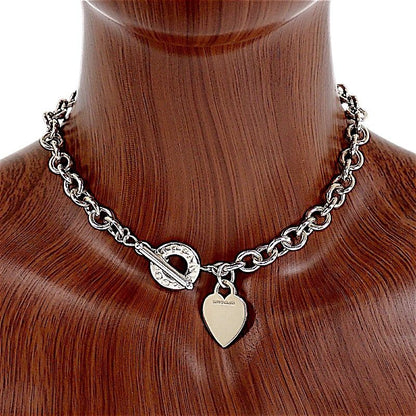 Tiffany & Co Heart Tag Toggle Chain Necklace Pendant 925 Sterling Silver