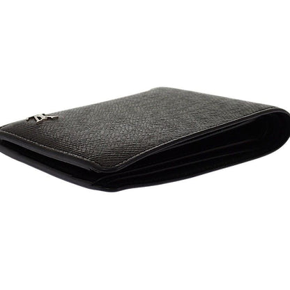 Louis Vuitton Portefeuille Multiple Bifold Wallet Compact Taiga Black Silver